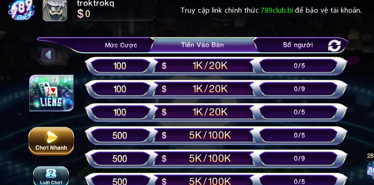 Liêng tại 789Club Sảnh Bài Tốc Độ Và Nghệ Thuật Tố Tất Đỉnh Cao