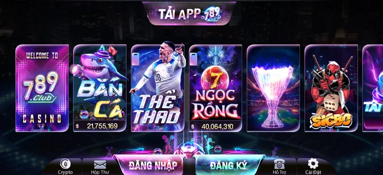 Sảnh game 789Club đa dạng thể loại thu hút người chơi.